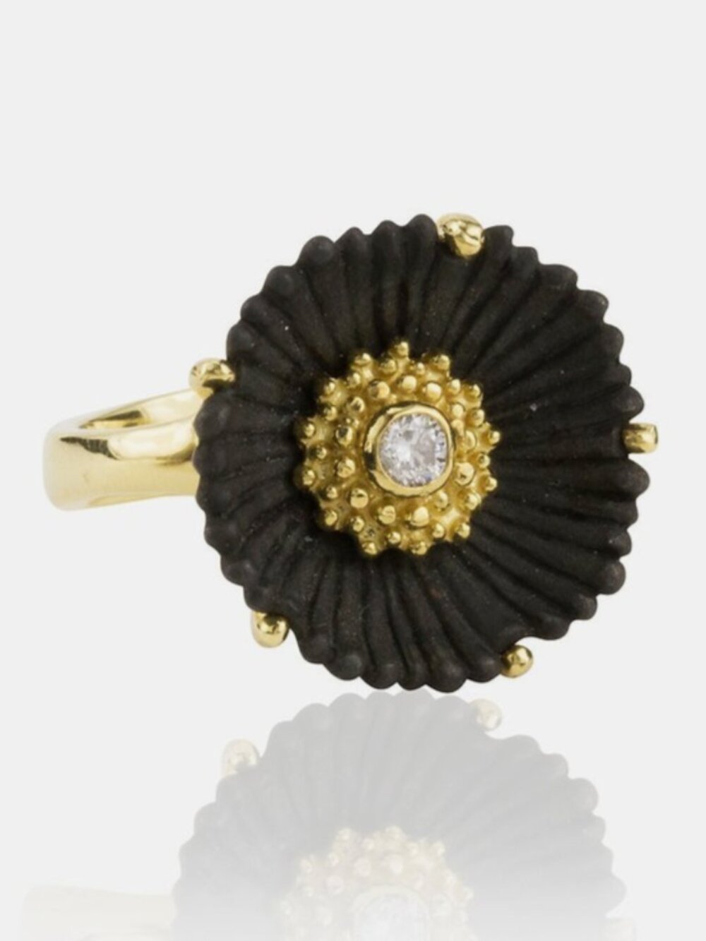 SARAH GRAHAM Flowering Coral DIAMOND RING, Medium, 18KT GOLD & Cobalt Chrome.